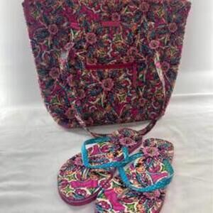 Vera Bradley Flower Shoulder Bag + Flip Flop Size 7-8